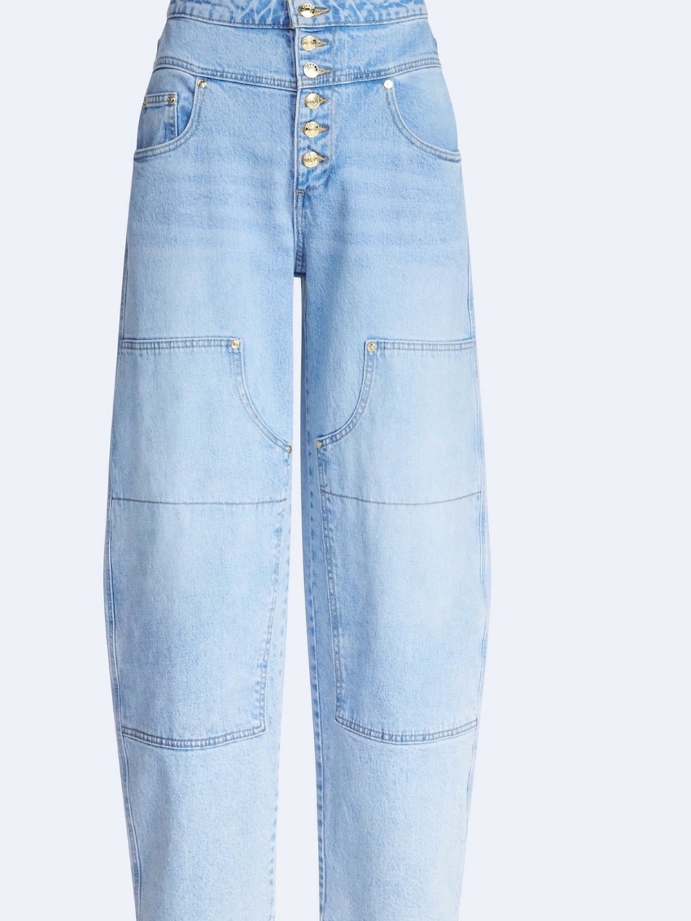 Light Wash Button-Fly Denim Carpenter Jeans
